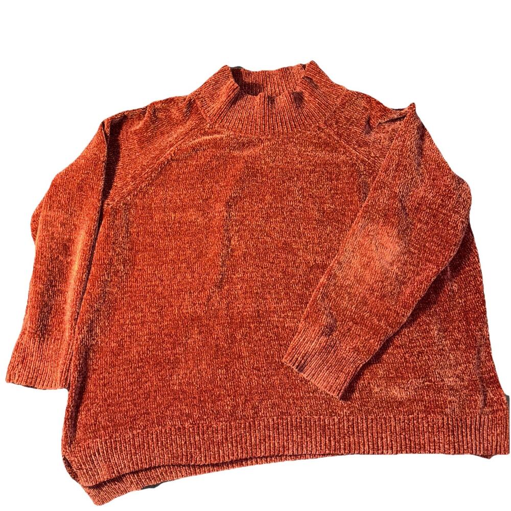 Cg.l.Cg Womens Sz 2X Rust‎ Mock Turtleneck Neck Sweater Cozy Soft Cottagecore